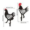 Black Metal Rooster Hen Garden Stake Decor  Patio Border Ground Inserted Adornment