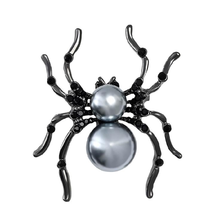 Exquisite Animal Brooch Including Rhinestones and Pearls Accent Lapel Pin for Unisex Wear Halloween Party Decoration