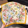 70Cm Silk Scarf Women'S French Elegant Small Floral Print Scarf Small Square Scarf With Headscarf