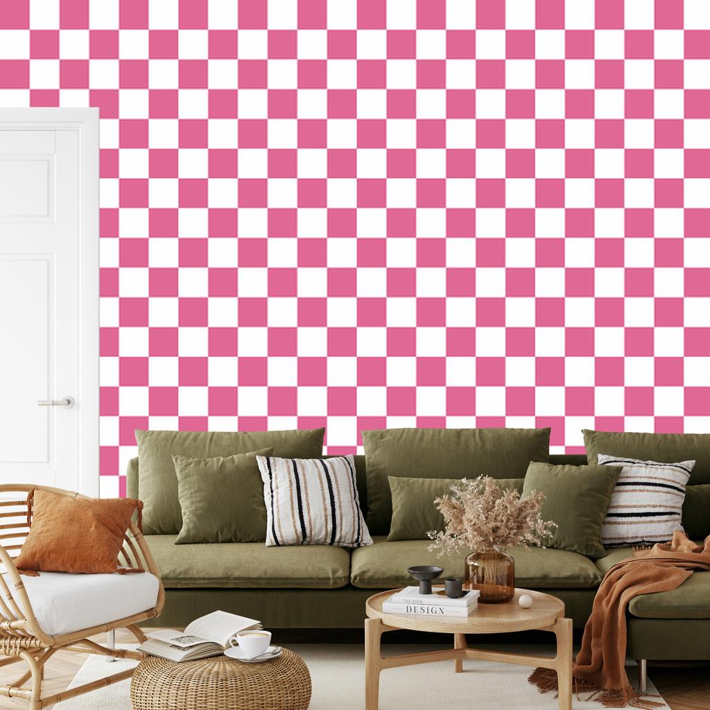Checkerboard Wallpaper In Powder Pink and White, Powder Pink Background 50x1000