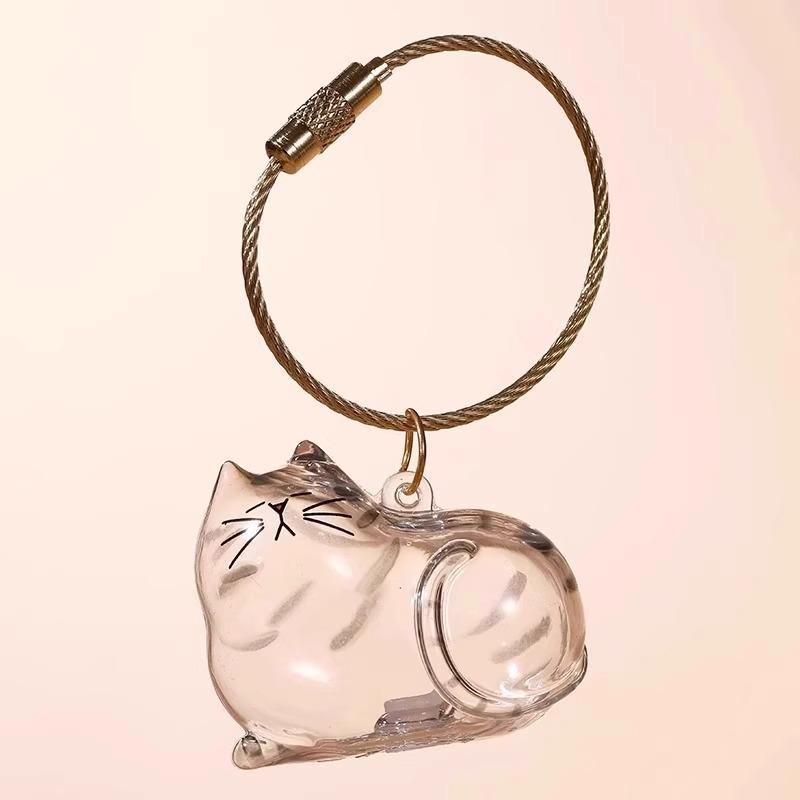 Cute Cat & Dog Fur Keychain Pendant - Creative Transparent Souvenir Gift