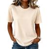 Women Casual Basic Crew Neck Short Sleeve Solid T Shirt Soft Lightweight Relaxed Fit Plain Top for Everyday Wear