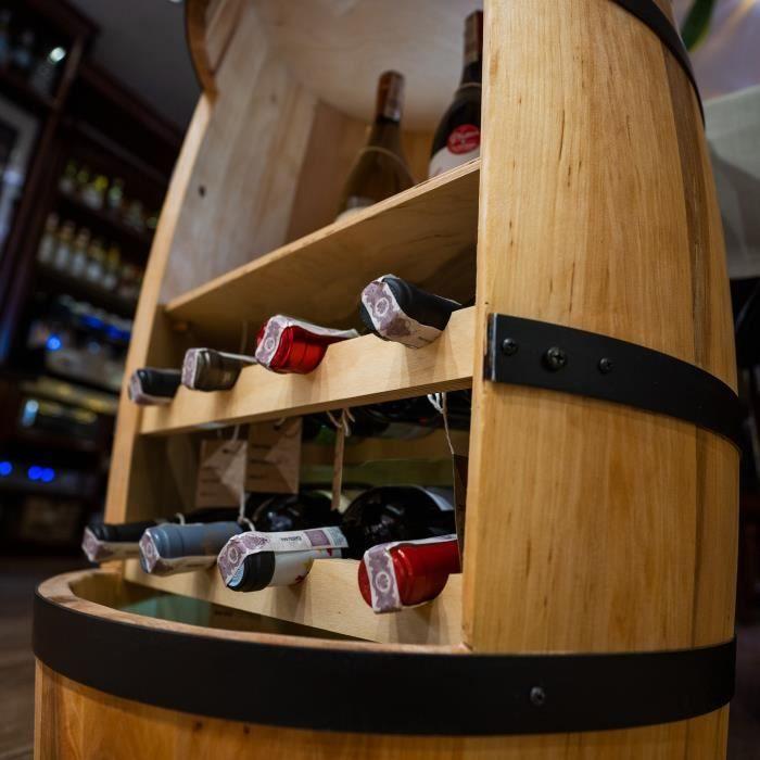 Wine Rack - Creative Cooper - Wooden Barrel, Bottle Holder and Shelf, Alcohol Rack, 80x50 Cm, Wenge