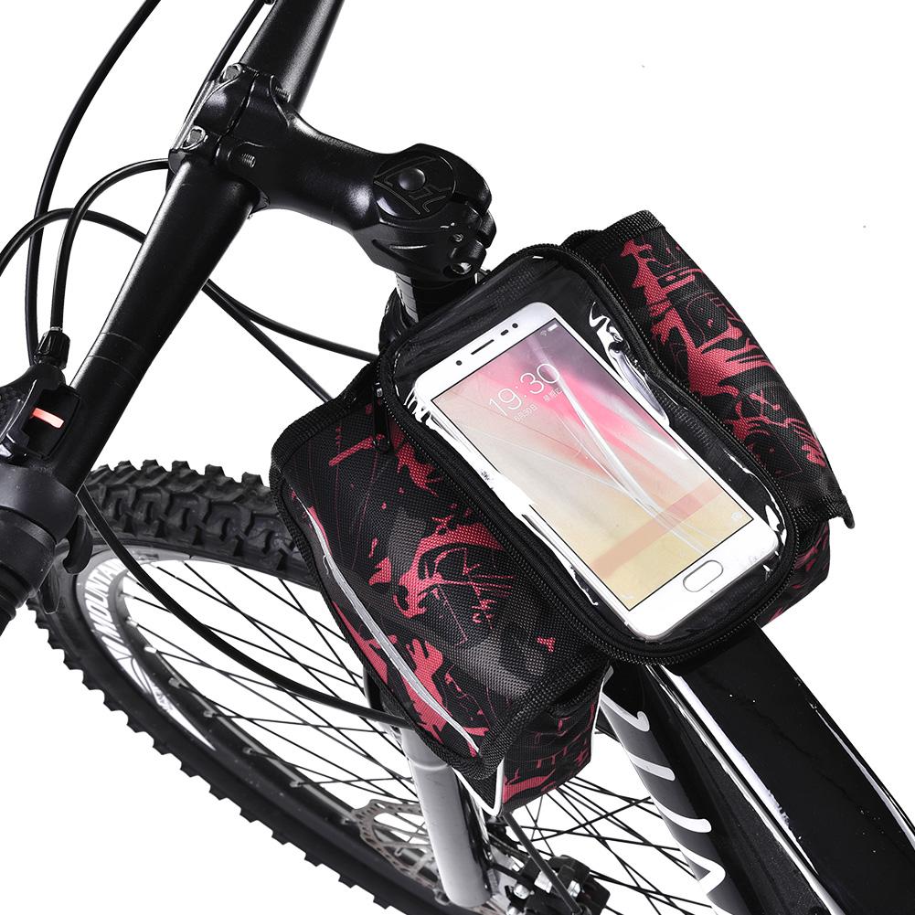 Bike Front Tube Bag Waterproof Touchable Cellphone Pouch Bicycle Accessory (Red)