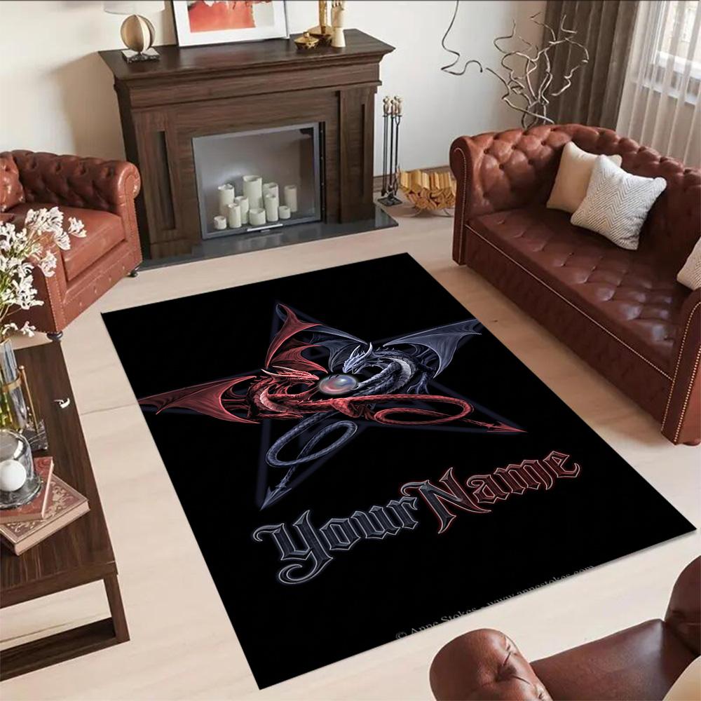 Gothic Illustrations Customize Text Area Rug Suitable for Dining Room Living Rooms Kitchen Playrooms Antislip Carpet Decorate Offices