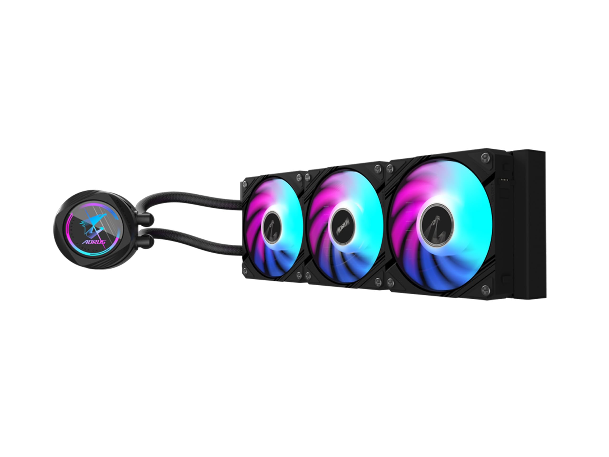 

AORUS WATERFORCE II 360 Liquid CPU 360mm Radiator with 3x120mm Low Noise ARGB Compatible with Intel LGA1700 and AMD AM5 WATERFORCE II Cooler, Fans, чорний