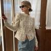 Dames Vintage Kant Blouse Shirts Dames Zomer Uitgesneden Casual Zandkleurige Kraag Elegante Borduurwerk Pofmouwen Sexy Top Shirts