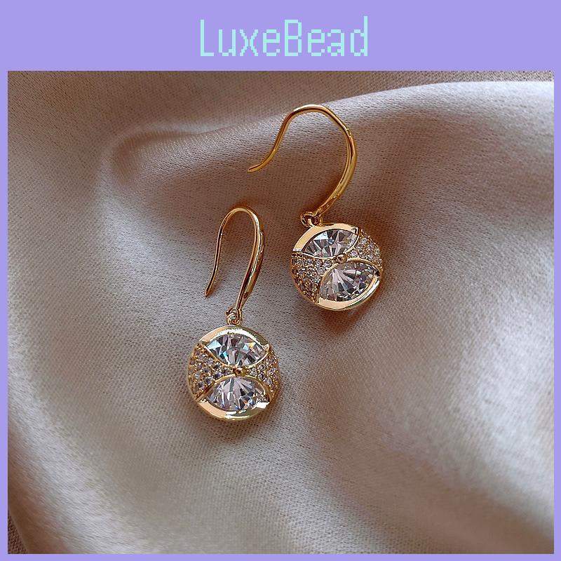 Goldtone Round Drop Earrings Alloy Rhinestone For Daily Casual Use