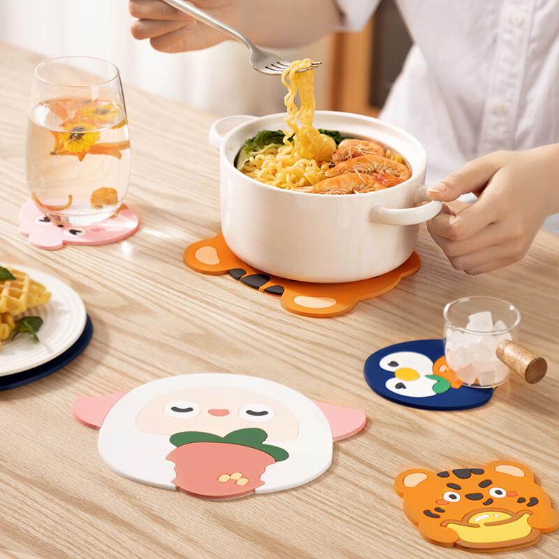 Cartoon Silicone Coaster & Placemat Set (5-Pack)