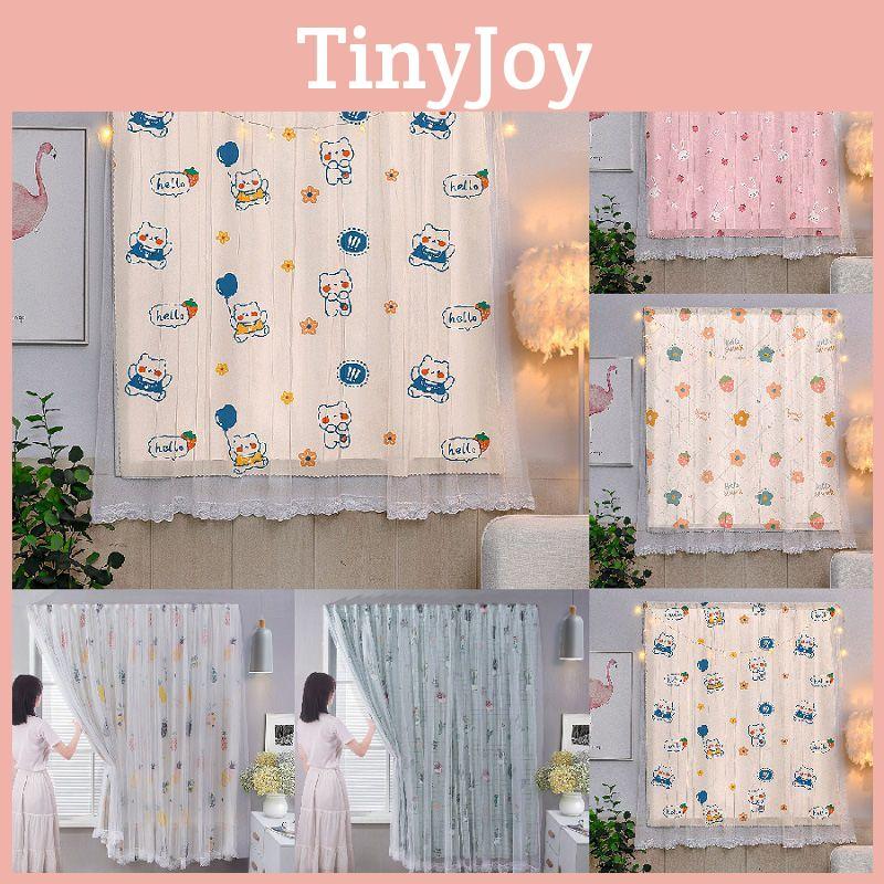 Playful Cartoon Blackout Drapes With Sophisticated Lace Accents And Hassle-free Velcro Mounting