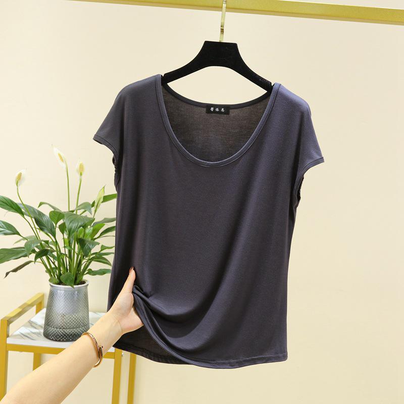 Women's Modal Sleeveless Thin Base Layer T-Shirt - Round Neck, Loose Fit, Plus Size, Solid Color, Slimming Top for Spring/Summer
