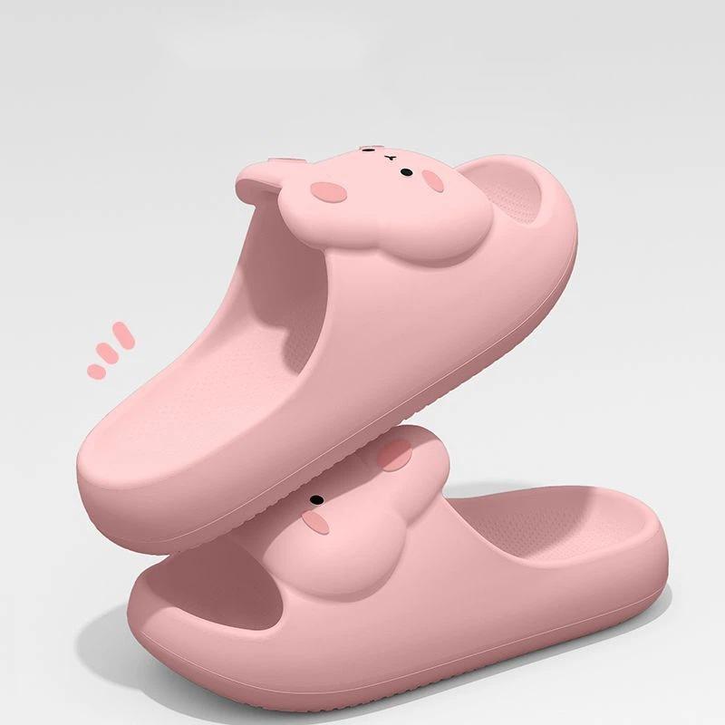 Women Summer Concise Slippers Men Soft Home Slides Couples Bathroom Non-slip Sandals Adults Comfortable Outdoor Beach Shoes