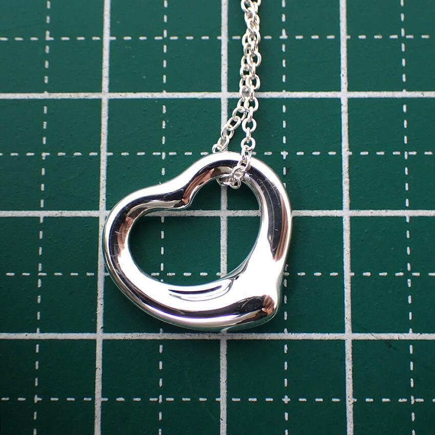 Pre-owned Tiffany & Co. Silver 925 Open Heart Pendant Necklace J56-5