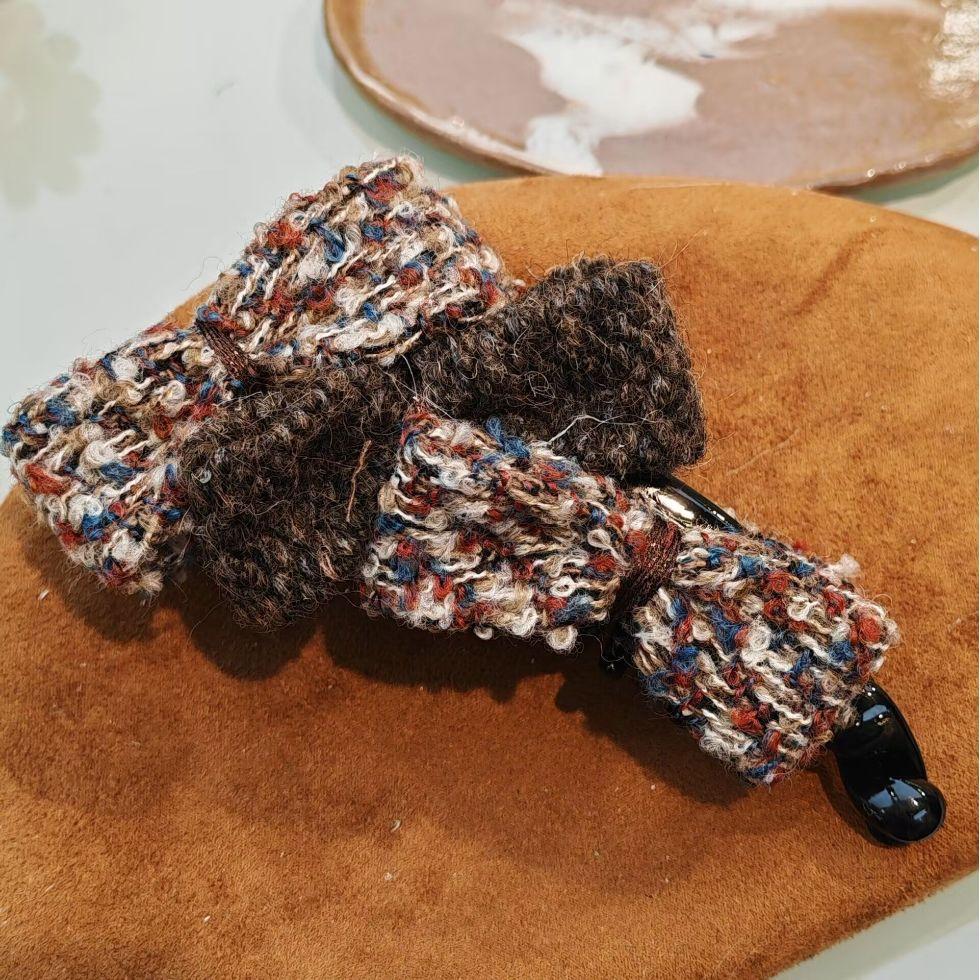 Cute Bear Banana Hair Clip Retro Plaid Fabric Twist Clip Ins Versatile Women Hair Accessories