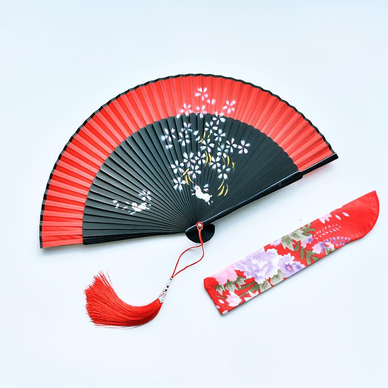 Red Dancing Fan: Classical Chinese Style Folding Fan, Easy-Open Hanfu Accessory