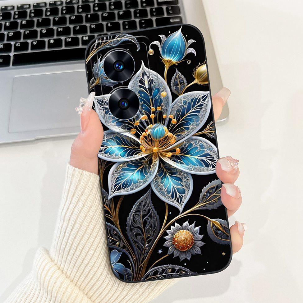 For Realme C55 Case RMX3710 Silicone Cute Cat Fashion Butterfly Flowers Love Painted Cover For Realme Narzo N55 Phone Case Funda