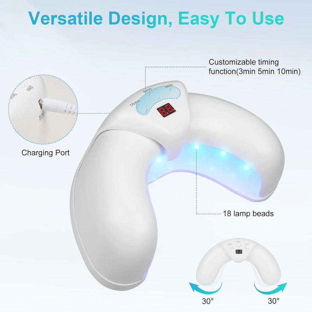 Quick-dry Crescent Nail Lamp: Anti-Black Hand, Dual Light Source, Telescopic, U-shaped Phototherapy.