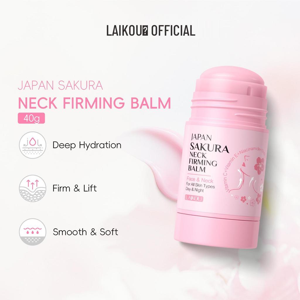 LAIKOU Purifying & Moisturizing Sakura Neck Cream with Firming Stick Applicator