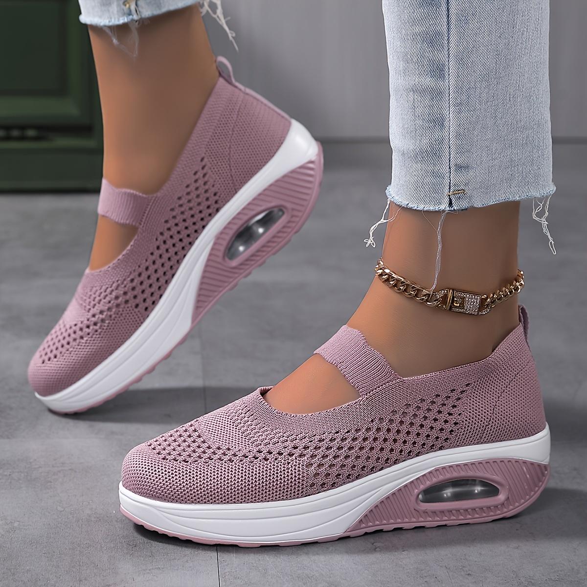 

Autumn 2025 Mesh Middle-aged Flying Woven Sports Shoes for Women with Hollowed-out Running Spring Edition Casual Plus-size Travel Shoes 42 42 розовый