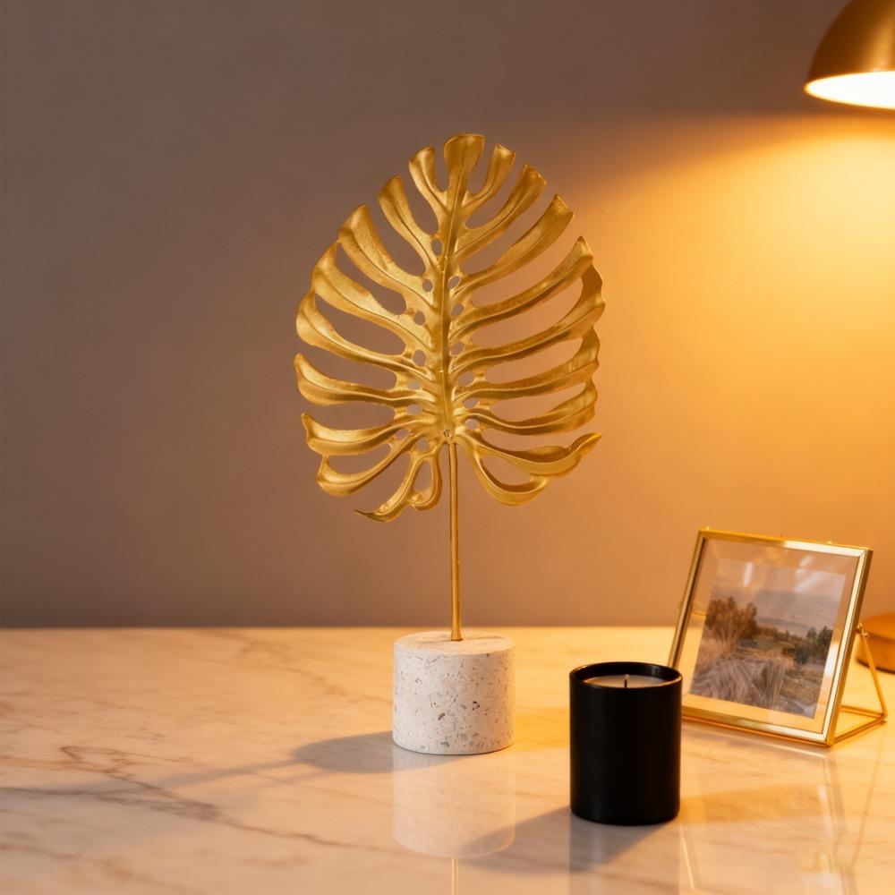 Iron Gold Metal Monsteras Leaf Table Decor  Store Checkout Counter Decor Craft