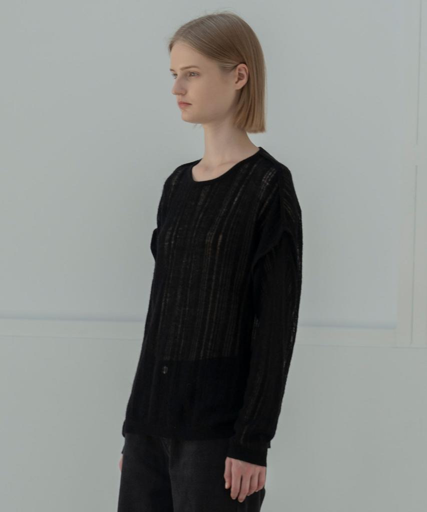 Mosyupamosyu Mohair See-Through Knit [Black]