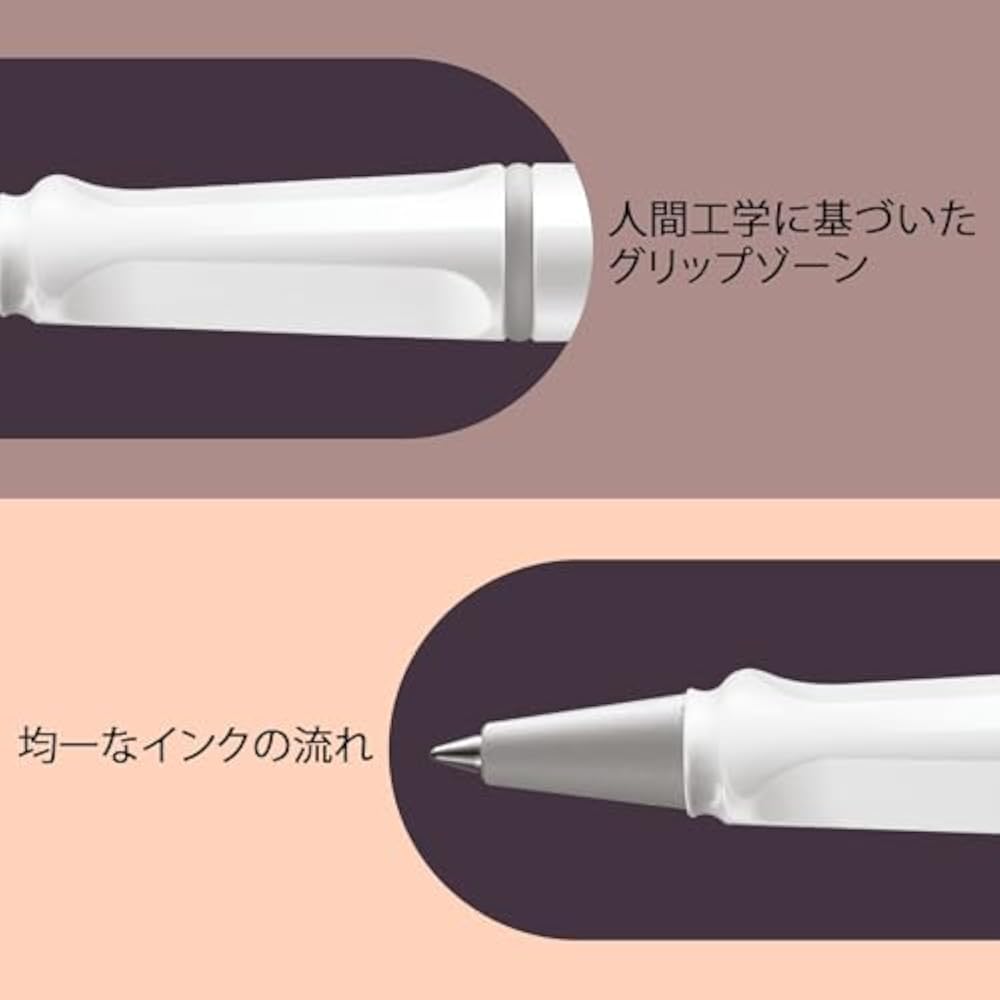 LAMY (Ramy) Safari White Rollerball Pen - Ergonomic Grip Line Width M - Comfortable for Long Writ...