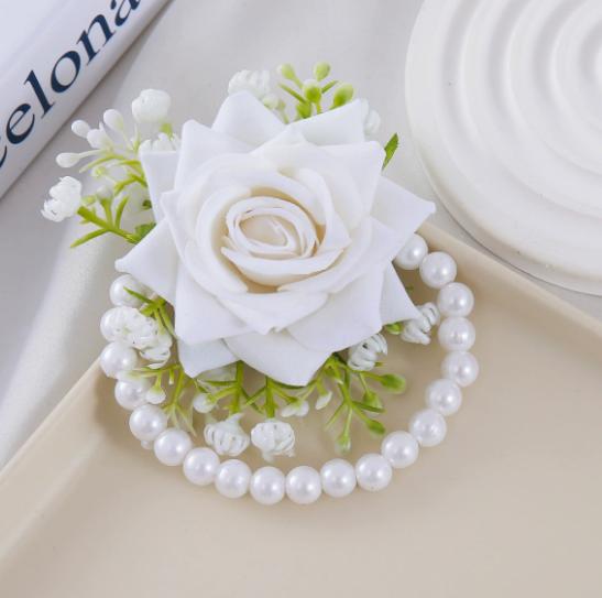 Fabric Wrist Flower with Rose Detail, Exquisite Style, Perfect for Wedding, Engagement, Valentine's Day & Thanksgiving