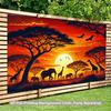 Tropical African Safari Animal Tapestry, Sunset Landscape Wall Art for Bedroom Living Room Dorm Party Backdrop