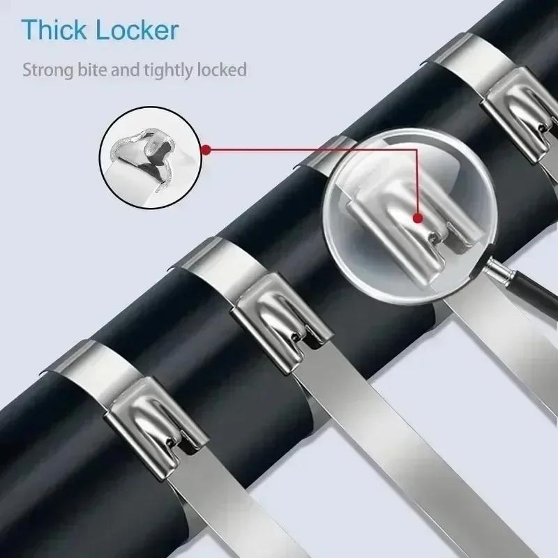 Wholesale Metal Self Locking Cable Ties Reusable Heavy Duty Cables Tie Organizer Multifunction Stainless Steel Zip Tie Fastener