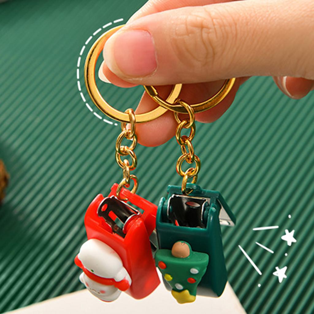 Stapler Multipurpose Cute Cartoon 10 Sheets Capacity Small Manual Table Stapler with Keychain for Christmas Present School