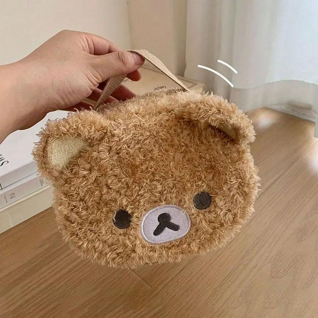 Cute Cosmetic Bag Plush Little Bear Makeup Bag 3D Portable Cartoon Cosmetic Bags 2026 New Autumn Winter Toiletry Storage Bag