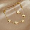 Gold Daisy Flower Enamel Bracelet For Women Dainty Jewelry