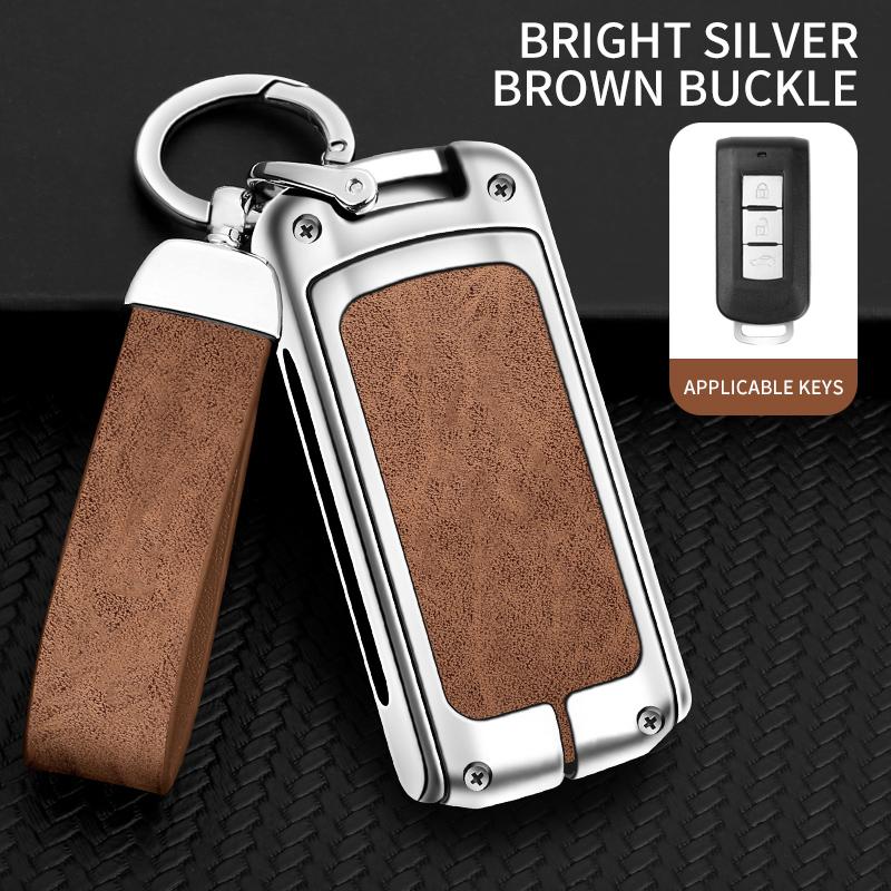 Zinc Alloy Leather Car Key Case Key Case For Mitsubishi Outlander Pajero Lancer Ex Evolution X Ralliart Asx L200 Triton Colt