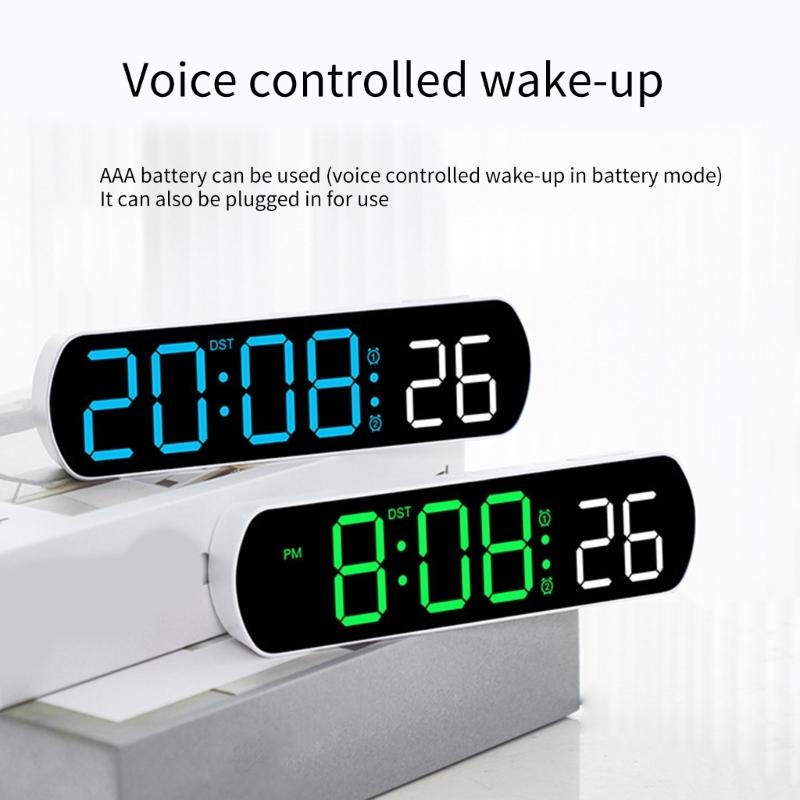 Wielofunkcyjny cyfrowy budzik z wyświetlaczem LED, skaczącą sekundą, datą, temperaturą, odliczaniem, zegar biurkowy do sypialni
