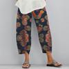 Women's Printed Elastic Waist Capri Pants Cropped Trousers