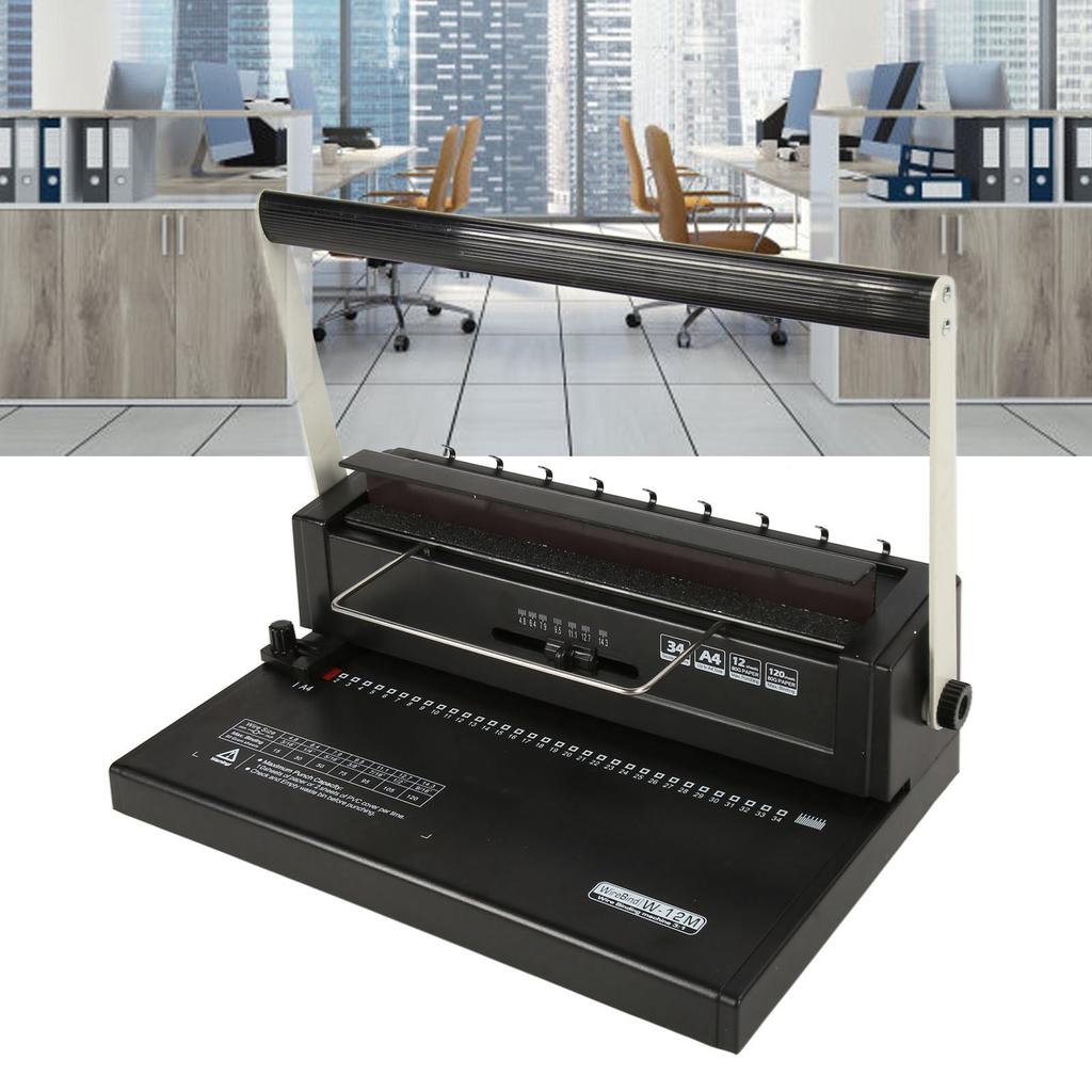 Mașină de legat Liant cu sârmă spiralată 34 găuri pătrate Perforare 12 coli 80 g Legare 120 coli pentru A