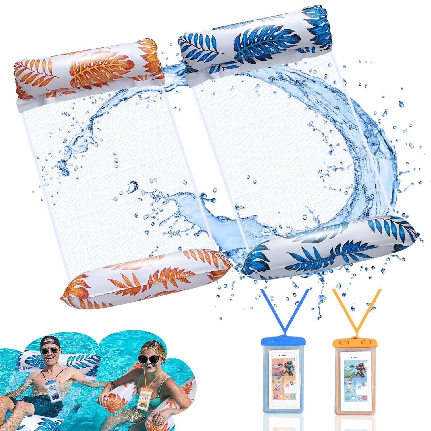 

Weeupolfun Adult Floats with Two Water Hammocks in Blue and Pool Inflatable Floats with a Tropical Rainforest Theme and Palm Leaf Strong Buoyancy for