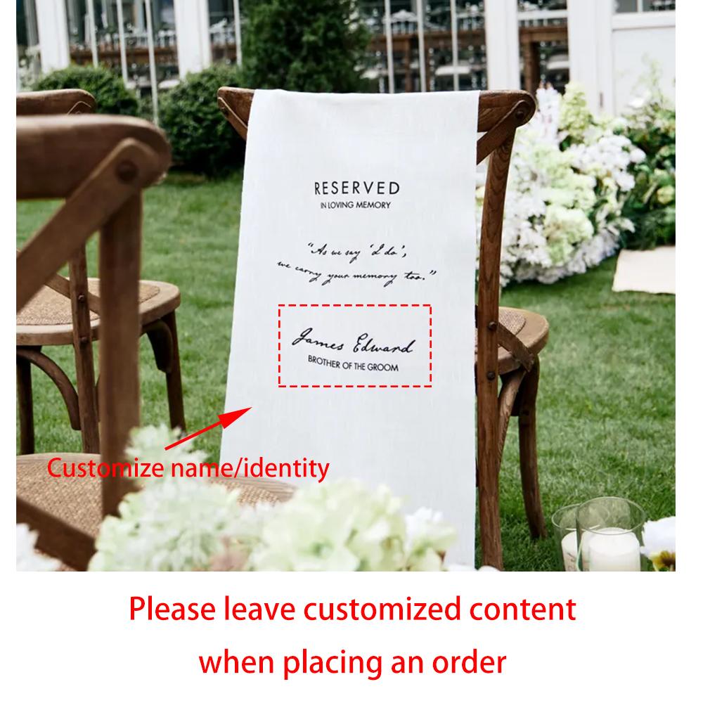 

Персонализированный Свадебный Знак Любящая Память Белый Лен Баннер на Стул Знак для Свадебного Прохода Декор для Церемонии Памяти Свадебный Душ 1PCS 35x120cm