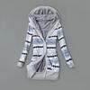 Stribet Print Langærmet Sweaterfrakke Efterår Vinter Knaplukning Hætte Plysforing Sweater Cardigan Ydertøj