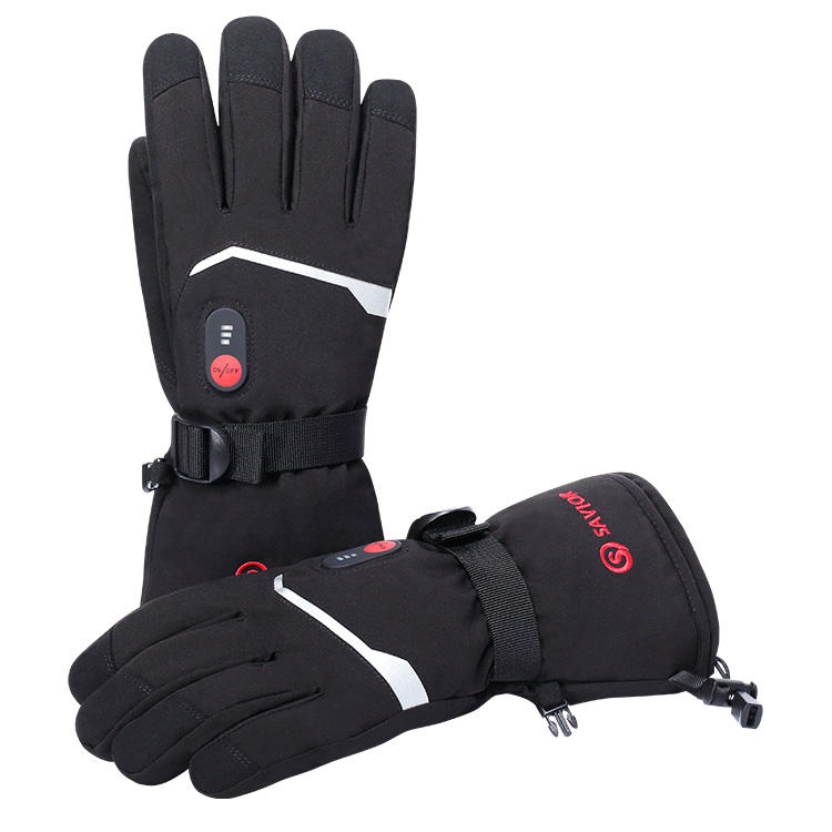 SAVIOR HEAT Softshell microfiber gloves with touchscreen compatibility, slim, carbon fiber heated for winter sports — skiing and snowboarding