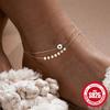 Stylish S925 Sterling Silver Personality Simple Eyes Demon'S Eye Drip Oil Double Layer Summer Beach Ladies Anklet