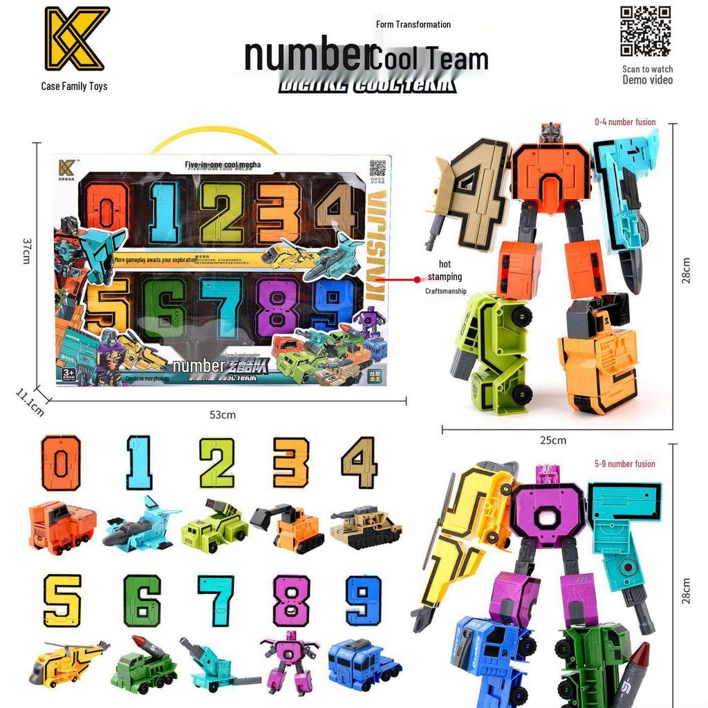 Large Transforming Robot Number Set for Kids: Numbers 0-9