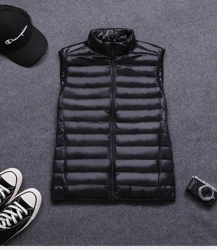 Men's Slim Fit Lightweight Down Vest - Plus Size, Stand Collar, Sleeveless, 2025 Collection