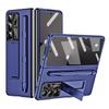 For Samsung Galaxy Z Fold7 5G Case Kickstand Leather+PC Hard Phone Cover with Screen Film and Stylus