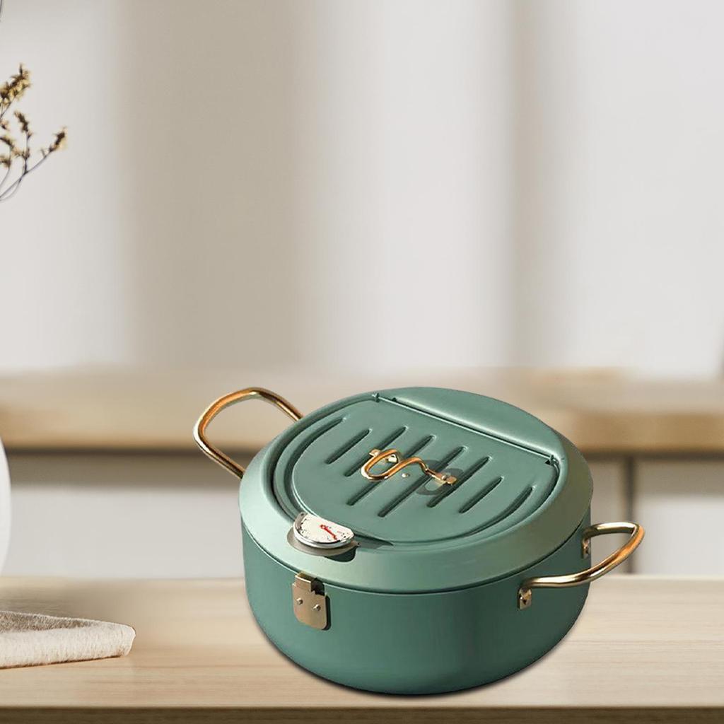 Deep Frying Pot Multifunction Cookware Sturdy Portable with Lid with Thermometer Frying Pan for Restaurant Camping Party Home
