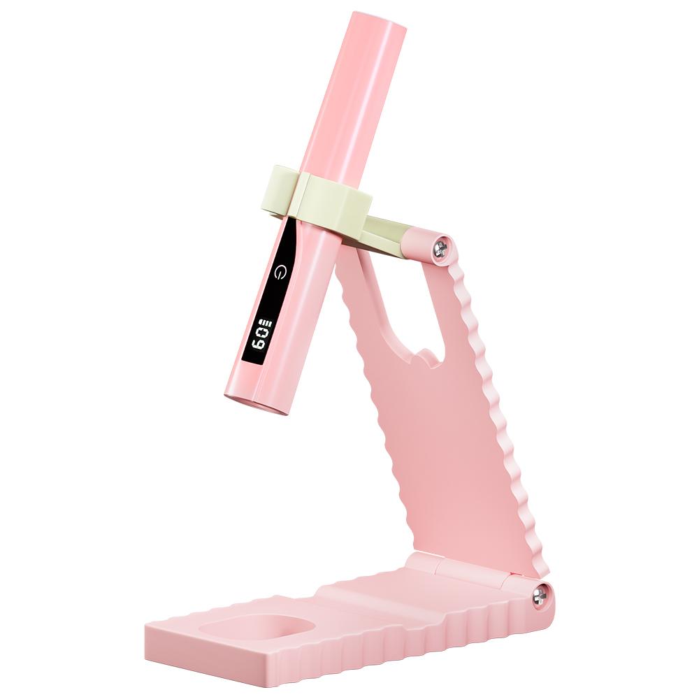 Mini Handheld UV Light for Gel Nails with Adjustable Stand,Portable Rechargeable Nail Lamps with Timer & Display for Fast Drying