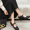 Fashion 2024 Korean Fashion Pointed Toe Women's High Heels Elegant Bow Wedding Bridal Shoes Comfortable Thick Heel Ladies Formal Shoes