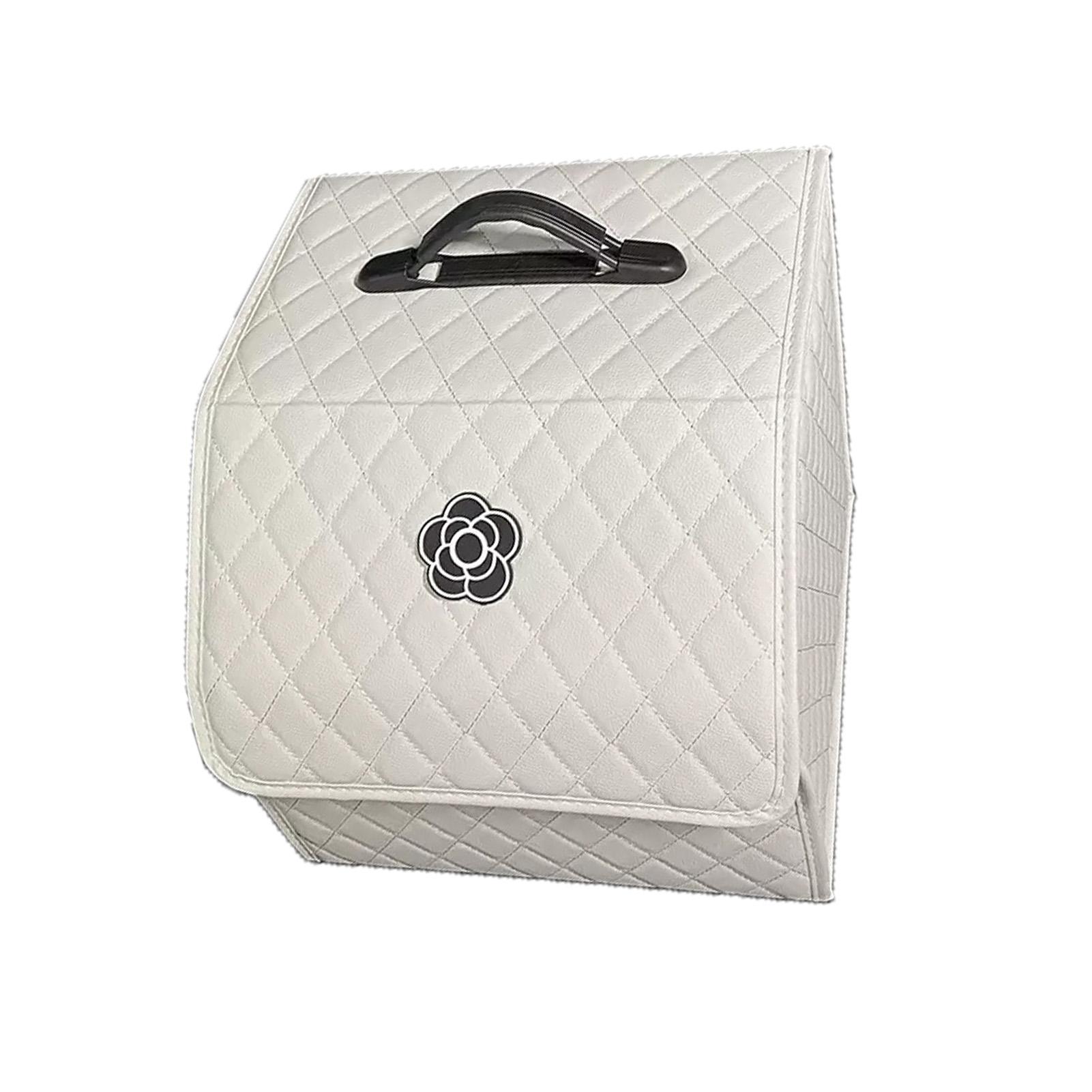 

Органайзер для хранения в багажнике автомобиля, многоцелевой, из искусственной кожи, с большой вместимостью, переносной ящик для хранения в багажнике белый