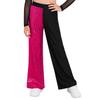 Girls Sequins Patchwork Pants Elastic Waist Color Block Dance Trousers Hip Hop Jazz Outfit