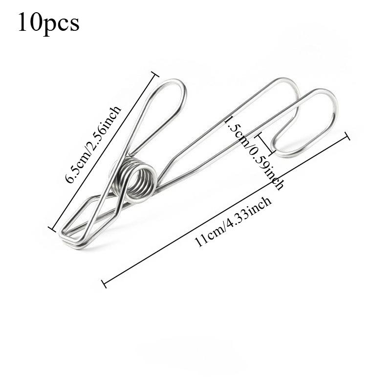 

10/20pcs Long Tail Clip Stainless Steel Photo Clip Clothespins Towel Organizer Holder Rack Hooks Clothes Pegs Laundry Storage